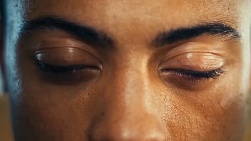 face upclose with eyes shut