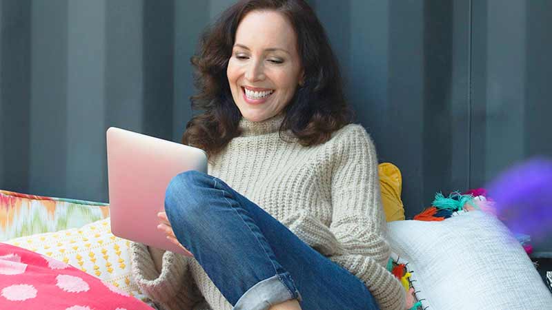 woman with tablet