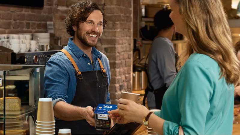 Paying for coffee with contactless
